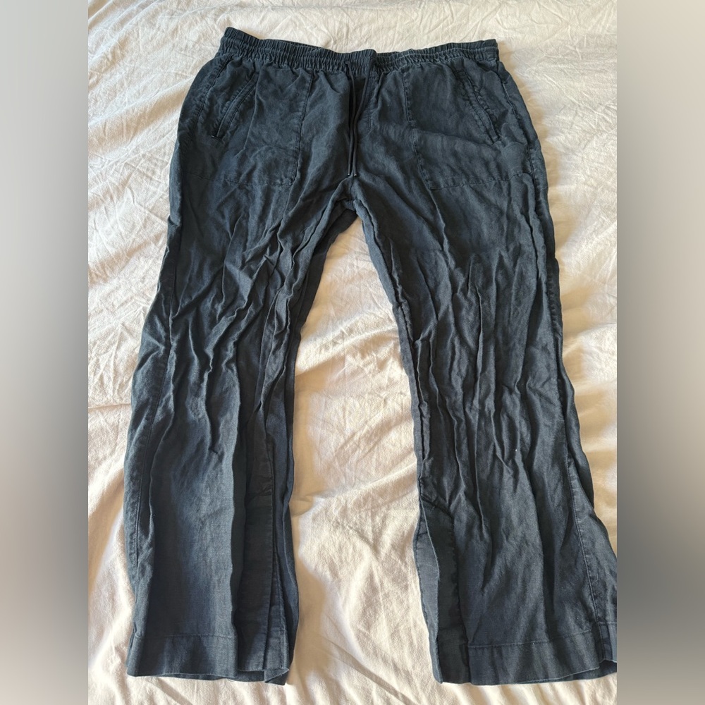 Athleta Black Wide Leg Cabo Linen Pants